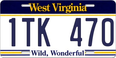 WV license plate 1TK470