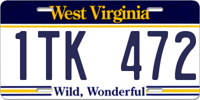 WV license plate 1TK472