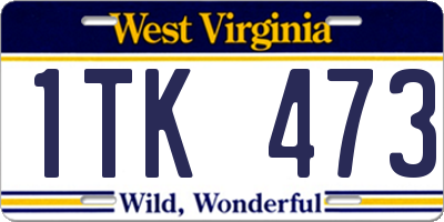 WV license plate 1TK473