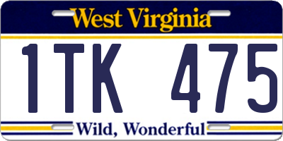 WV license plate 1TK475
