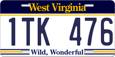 WV license plate 1TK476