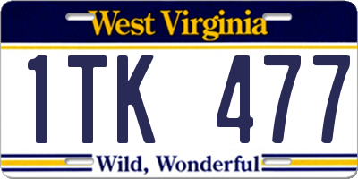 WV license plate 1TK477