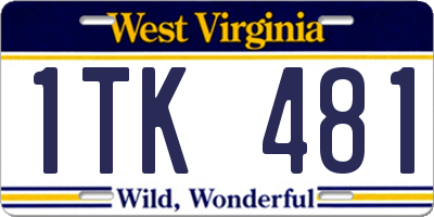 WV license plate 1TK481