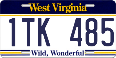 WV license plate 1TK485