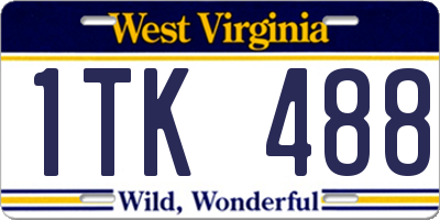 WV license plate 1TK488