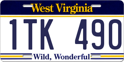 WV license plate 1TK490