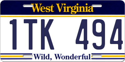 WV license plate 1TK494
