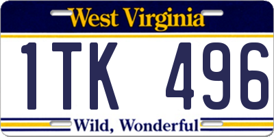 WV license plate 1TK496