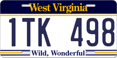 WV license plate 1TK498