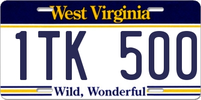 WV license plate 1TK500