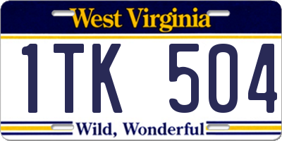 WV license plate 1TK504