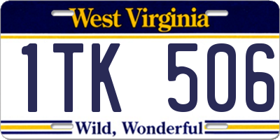 WV license plate 1TK506