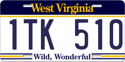 WV license plate 1TK510