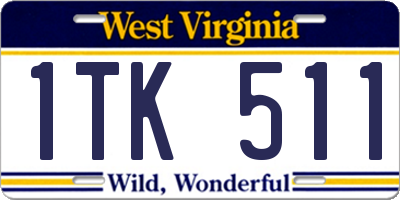 WV license plate 1TK511