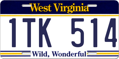 WV license plate 1TK514