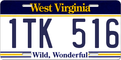WV license plate 1TK516