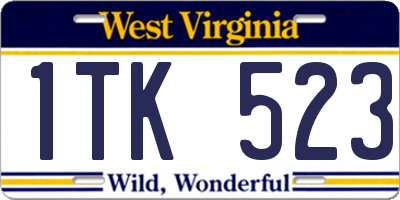 WV license plate 1TK523