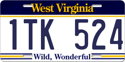 WV license plate 1TK524