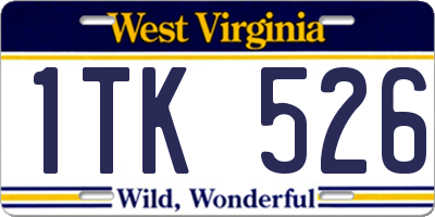 WV license plate 1TK526
