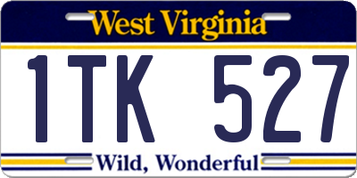 WV license plate 1TK527