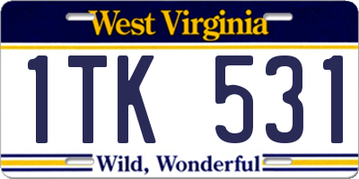 WV license plate 1TK531