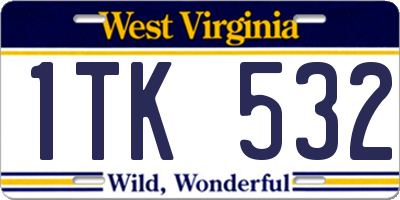 WV license plate 1TK532