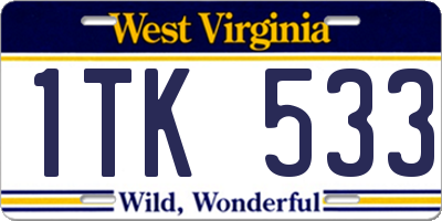 WV license plate 1TK533