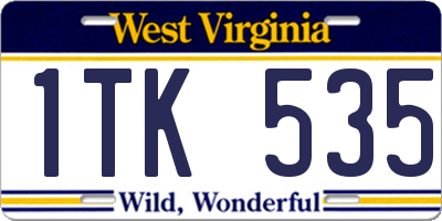 WV license plate 1TK535