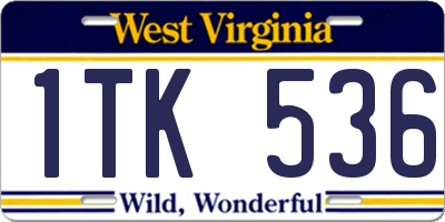 WV license plate 1TK536