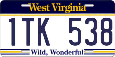 WV license plate 1TK538