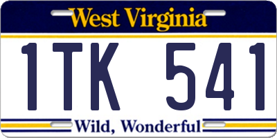 WV license plate 1TK541