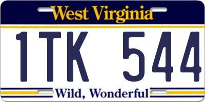 WV license plate 1TK544