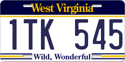 WV license plate 1TK545