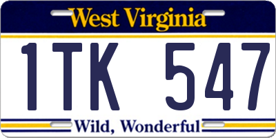 WV license plate 1TK547