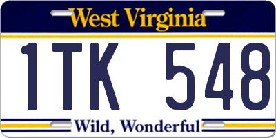 WV license plate 1TK548