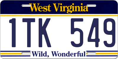WV license plate 1TK549