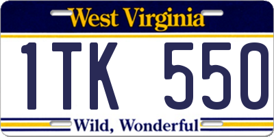 WV license plate 1TK550