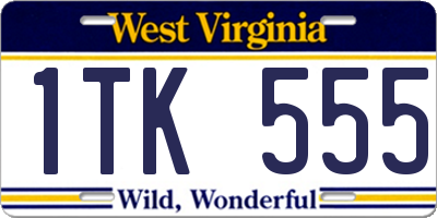 WV license plate 1TK555