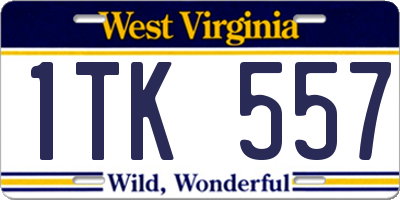 WV license plate 1TK557