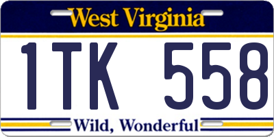 WV license plate 1TK558
