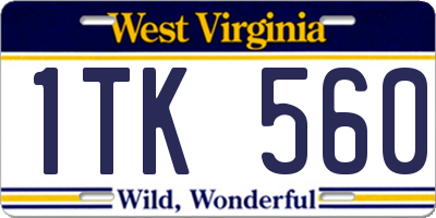 WV license plate 1TK560