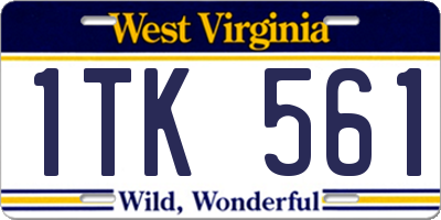 WV license plate 1TK561