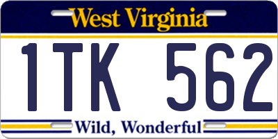 WV license plate 1TK562