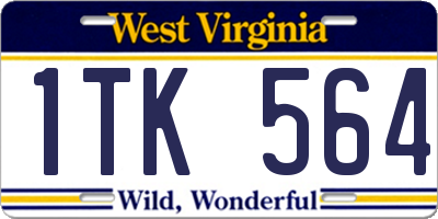 WV license plate 1TK564