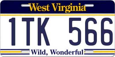WV license plate 1TK566