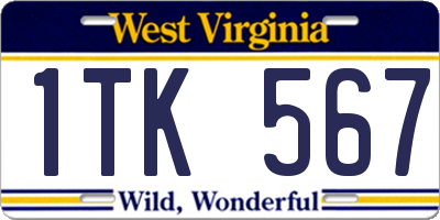 WV license plate 1TK567