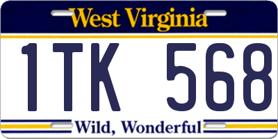 WV license plate 1TK568