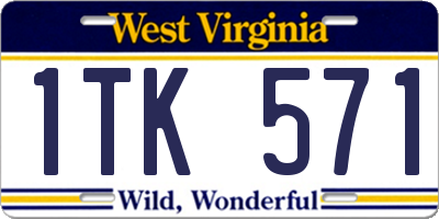 WV license plate 1TK571
