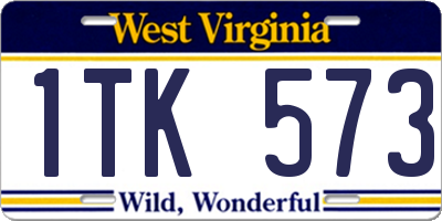WV license plate 1TK573