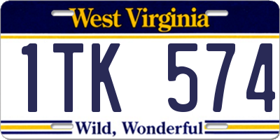 WV license plate 1TK574